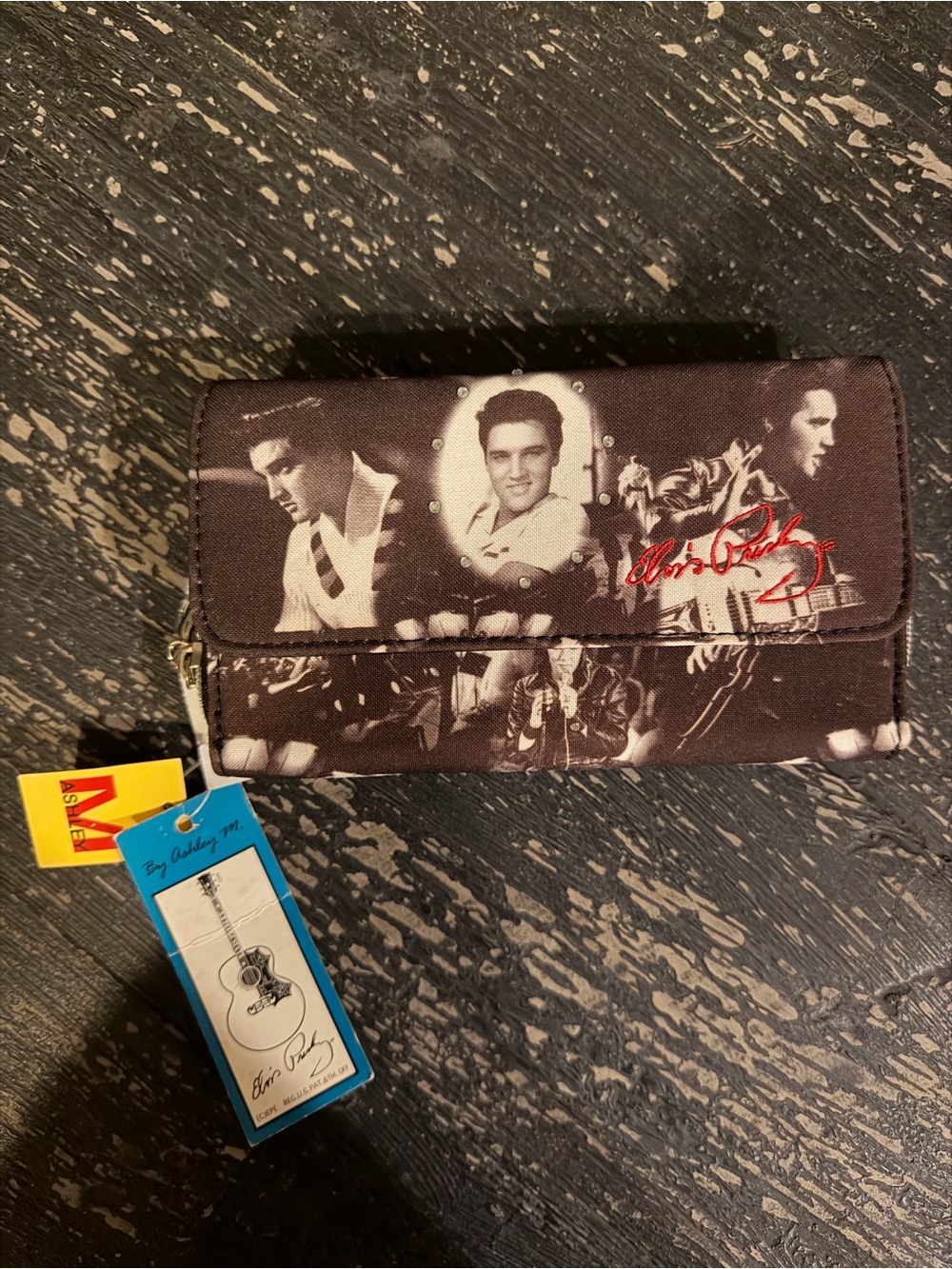 Elvis Presley Brown Graphic Zip-Around Wallet by Ashley M